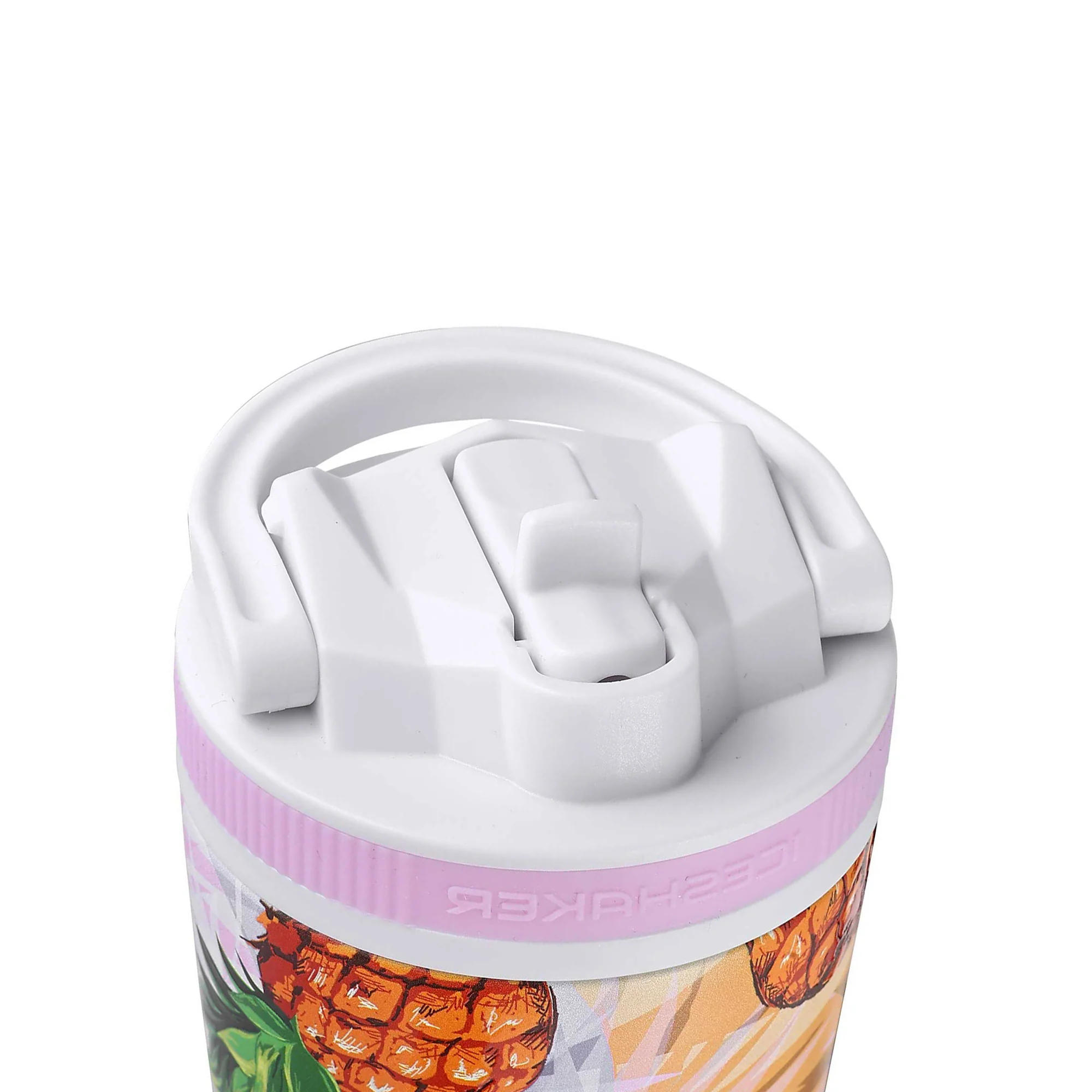 26oz Sport Lid & Internal Straw - White Lid with Pineapple Band - Image 2